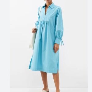 Max Mara Nupar Cotton Poplin Midi Dress Plus Size 16 Women Preppy In Turquoise